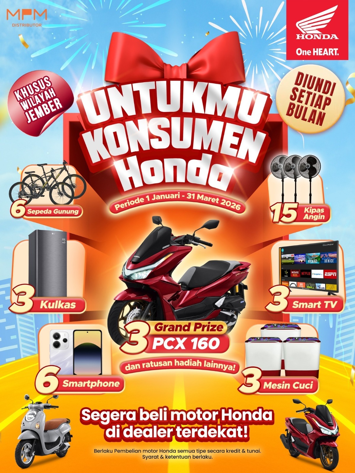 Beli Motor Honda di Jember, Kesempatan Menangkan PCX160 Lewat Program “Untukmu Konsumen Honda
